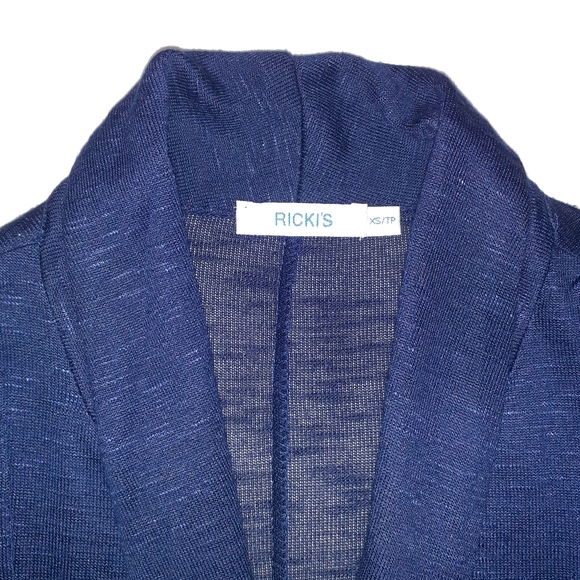 Navy Blue 3/4 Length Sleeve Cardigan - Picture 3 of 3